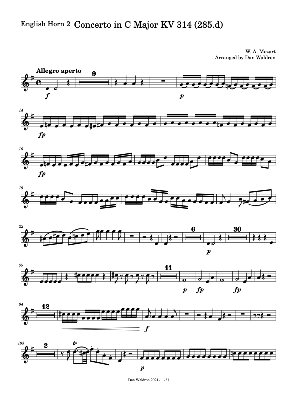 Mozart Concerto mvmt. 1 for double reed band